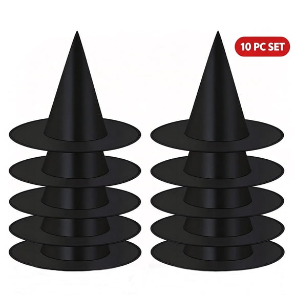 Halloween Black Witch Hat for Adult, 10pcs Halloween Costume Accessory Decorations for Christmas Masquerade Cosplay Party Decor