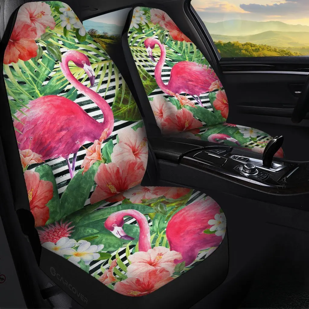 Tahiti Car Seat Covers Hibiscus Polynesian White Pattern