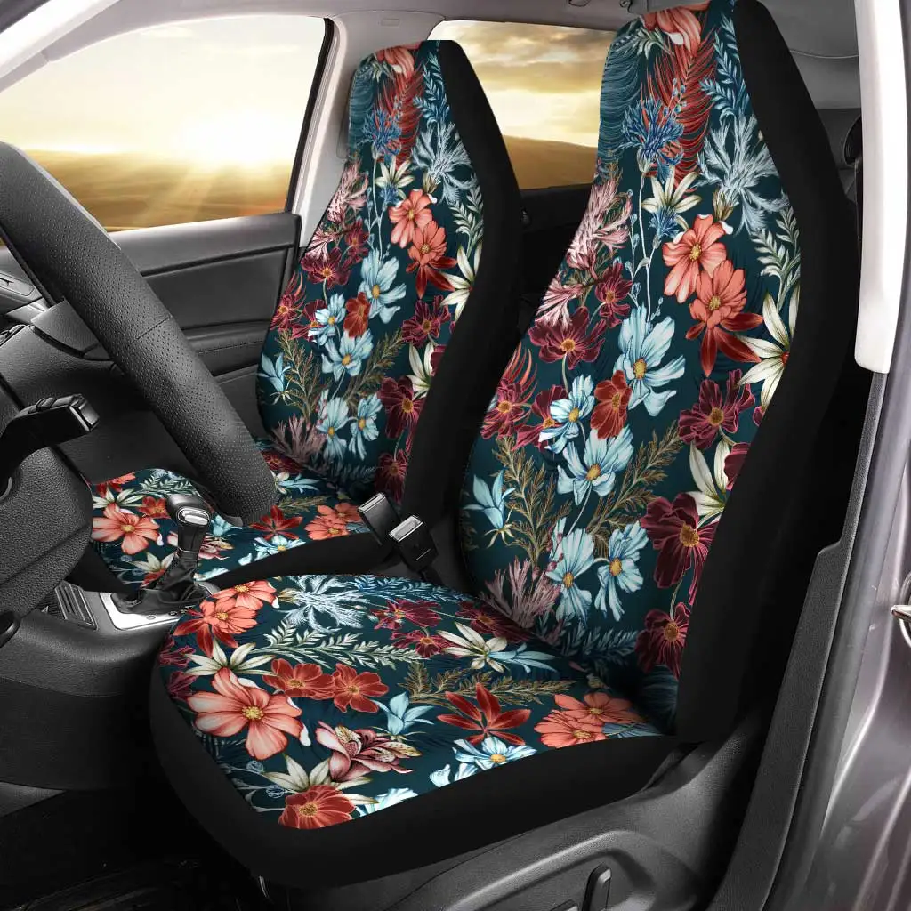 Tahiti Car Seat Covers Hibiscus Polynesian White Pattern main image 1