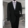 thumbnail image 1 of Black With White Pinstripe Conversative 2 Button Flat Front Mens Suit, 1 of 1