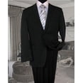 thumbnail image 1 of Black With White Pinstripe Conversative 2 Button Flat Front Mens Suit, 1 of 1