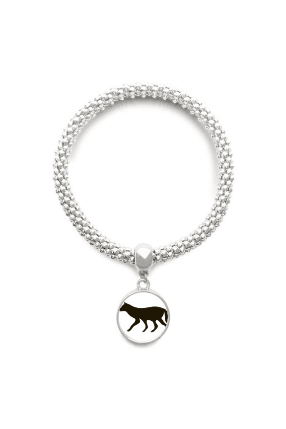 Black Wolf Animal Portrayal Sliver Bracelet Pendant Jewelry Chain Adjustable Bangle