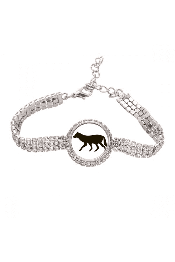 Black Wolf Animal Portrayal Tennis Chain Anklet Bracelet Diamond Jewelry