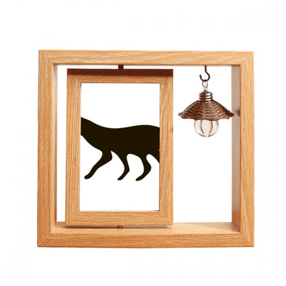 Black Wolf Animal Portrayal Wooden Rotating Picture Photo Frame 4x6