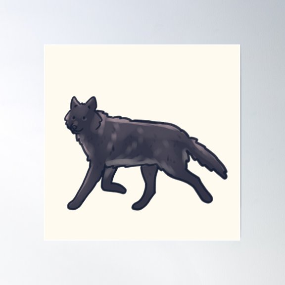 Black Wolf Drawing Poster Wall Art, Modern Wall Decor For Living Room Bedroom, 17x17 UNFRAMED