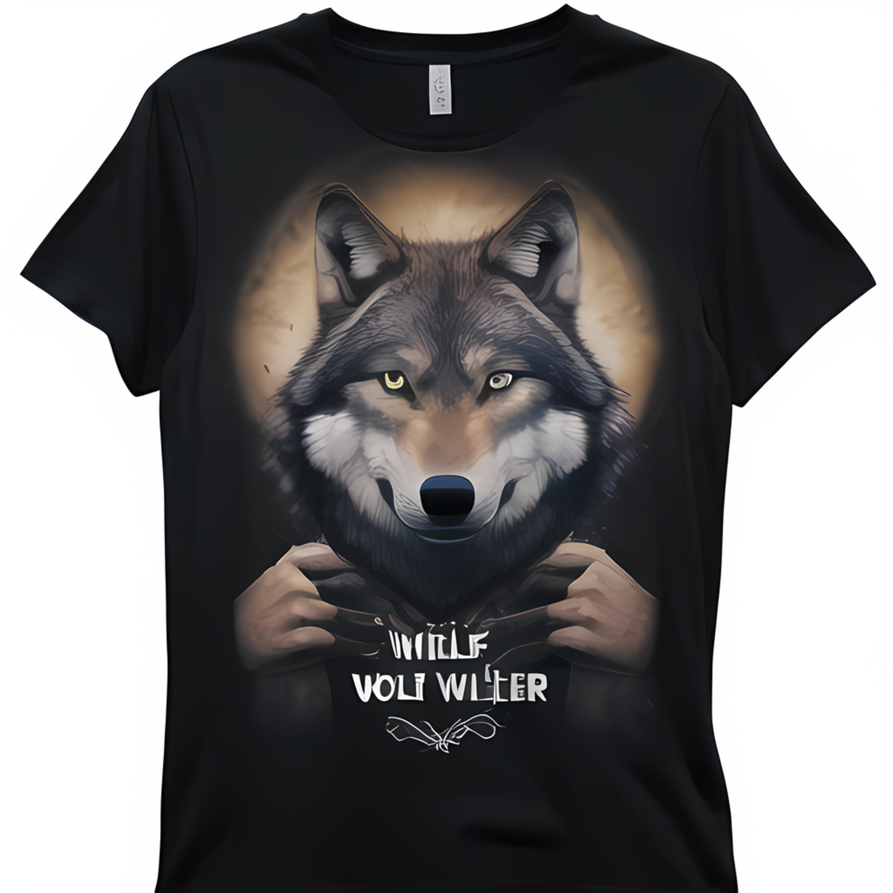 Black Wolf Graphic T-Shirt with Gradient Background Willow Animal T ...