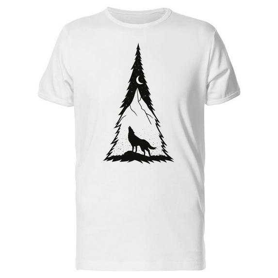 Black Wolf In A Pine Tree T-Shirt Men -Image by Shutterstock, Male 3X-Large