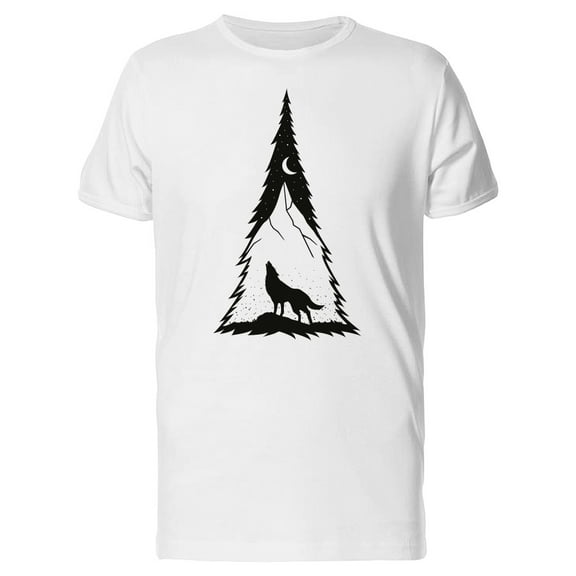 Black Wolf In A Pine Tree Tee Men's -Image by Shutterstock
