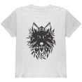 thumbnail image 1 of Black Wolf Line Art Youth T Shirt White YLG, 1 of 1