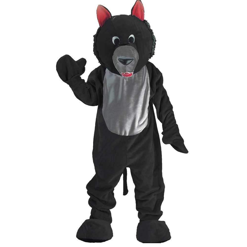 Dress Up America Adult Black Wolf Mascot Halloween Costume with Head ...