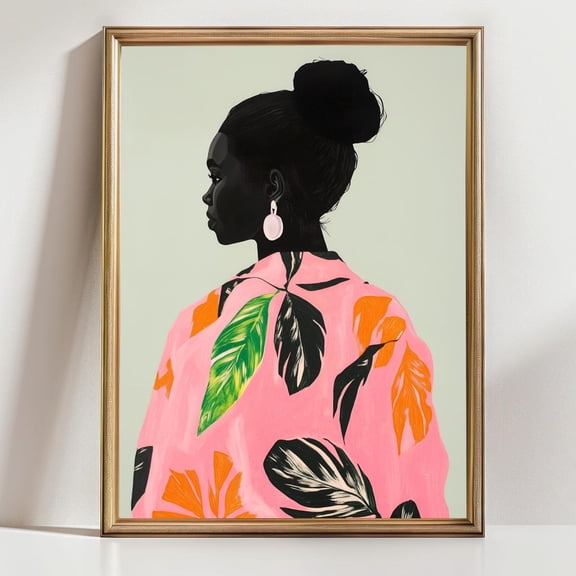 Black Woman Art Afrocentric Wall Decor Modern Portrait African American Beauty