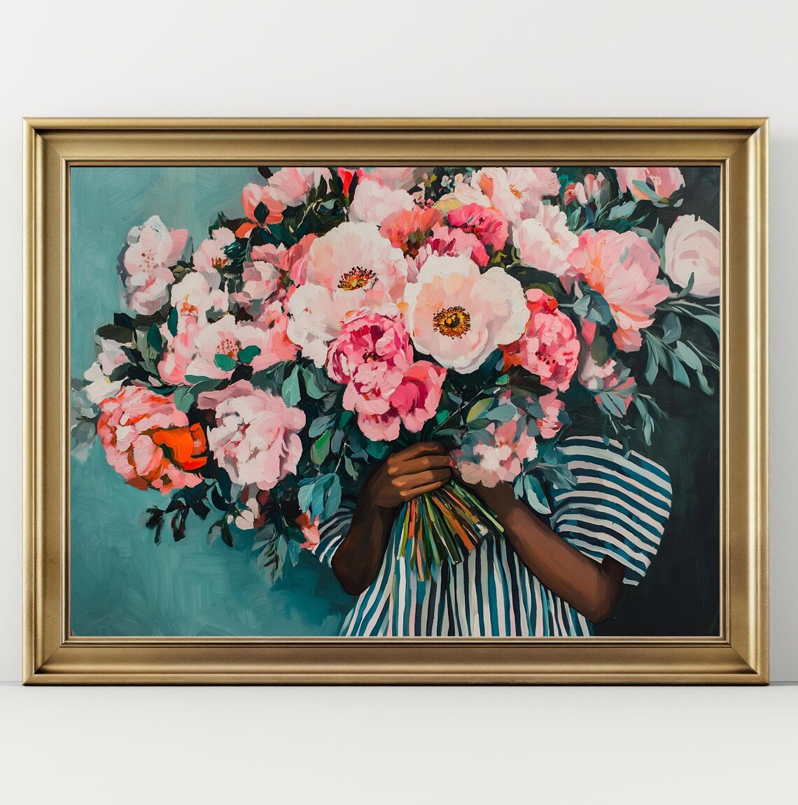 Black Woman Art And Flowers, African American Art, Black Art, Black ...