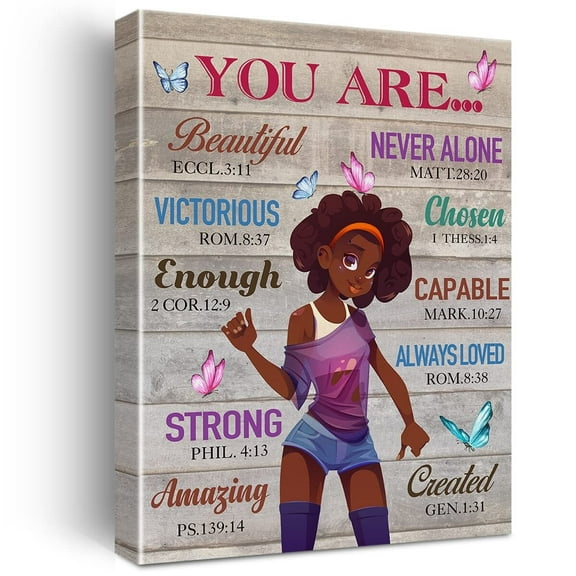 Black Woman Christian Wall Art poster African American Black Girl You are Canvas Print Inspirational Scripture Artwork Modern Painting for Home Wall & Decor