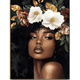 thumbnail image 1 of Black Woman Floral Canvas Wall Art，Perfect for Living Room， Bedroom， Bathroom， Office， and Dining Room Decoration., 1 of 8