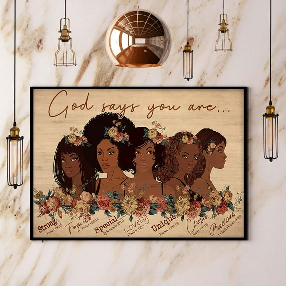 Black Woman God Says You Are Strong Forgiven Special Lovely Unique Paper Poster No Frame Matte Wall Art Decor 11 x 17 Inch Poster