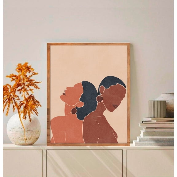 Black Woman Minimalist Line Art Print, Afro Hairstyle Home Decor #1785, 8x12 UNFRAMED