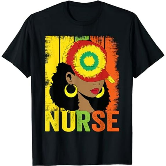 Black Woman Nurse Afro Melanin Vintage Black History Month T-Shirt