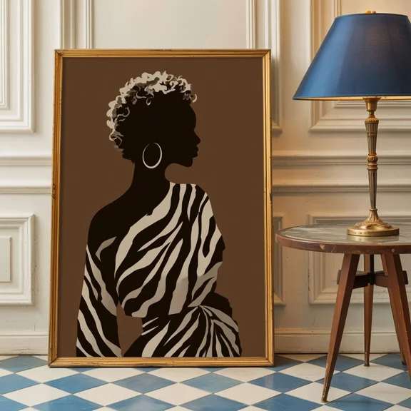 Black Woman Poster Afrocentric Modern Fashionable Wall Art Decor , Matte Canvas Stretched, Posters for Room Bedroom Living Room Bathroom Wall Decor, Posters & Art Prints, Gift.
