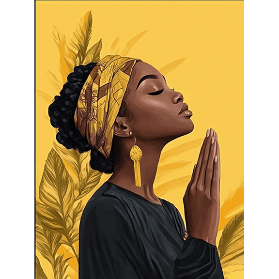 Black Woman Praying Canvas Wall Art Suitable for Living Room Bedroom Office Bathroom and Dining Room Decoration.