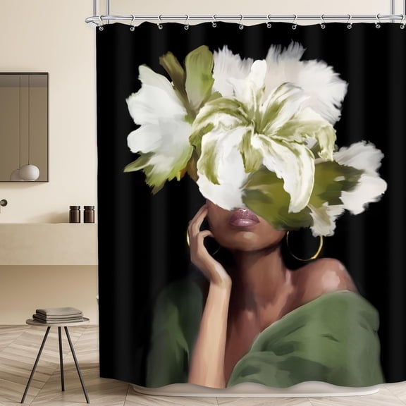 Black Woman Shower Curtain 60Wx72H Black and White Butterfly Shower Curtain African American Shower Curtain Black Girl Bathroom Decor Gold Afro Lady Inspirational Quotes Fabric with 12 Hooks