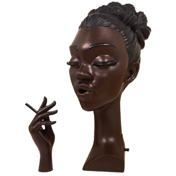 Black Woman Smoking Head Incense Burner,Calming Room Waterfall Decor and Unique Home Gift