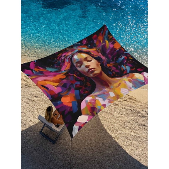 Black Woman Sun Shade Sail 6.5' x 10', Colorful Abstract African American Rectangle Outdoor Sunshade Canopy, Waterproof UV Block Patio Covers for Garden Yard Beach