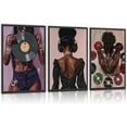 thumbnail image 1 of Black Woman Wall Art Fashion African American Women Wall Decor Pictures Abstract Girl Canvas Poster Prints Record Music Aesthetic painting for Bedroom Living Room Unframed, 1 of 6