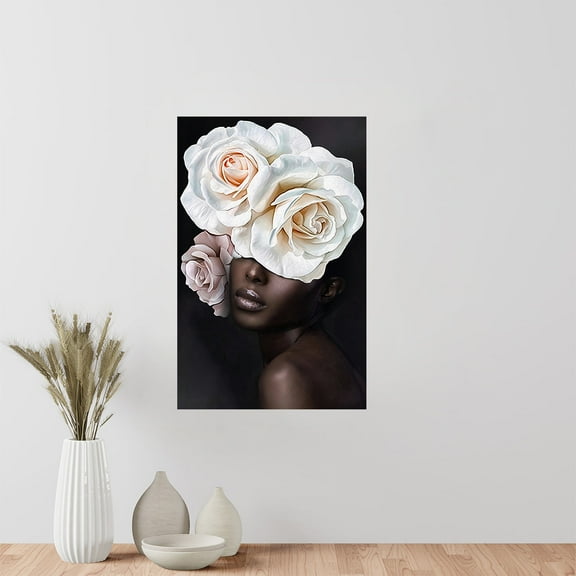 Black Woman With Flower Poster Art Black Queen African American Black Poster 11 x 17 Inch Poster
