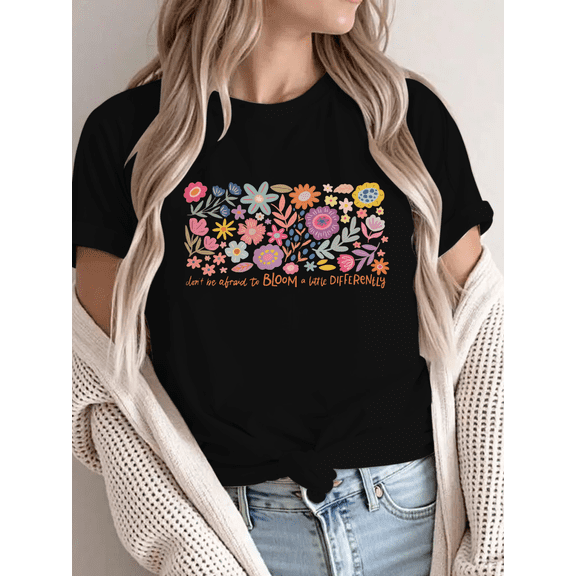 Black Womans Don’t Be Afraid To Bloom Floral Graphic Tees Print Tshirt S-5XL Shirts Tops