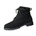 thumbnail image 1 of Black Women Black Lace Up Work Boots Low Top Chunky Heel Ankle Boots For Fall Winter Style Comfortable Wear, 1 of 9