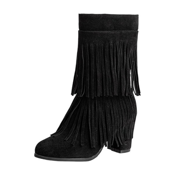 Black Women Boots With Durable Material Comfortable For Rough Use