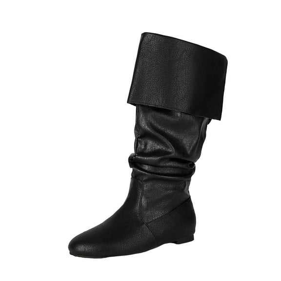 Black Women Boots With Knight Style Comfortable For Medieval Look