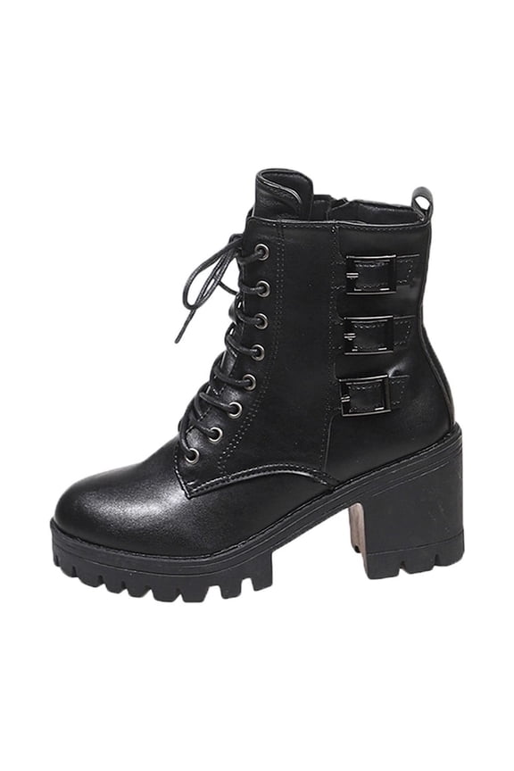 Black Women Boots With Lace Up Design Comfortable For Adjustable Fit