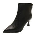 thumbnail image 1 of Black Women Casual Boots Pointed Toe Back Zipper Stiletto Heel For Versatile Winter Use, 1 of 8