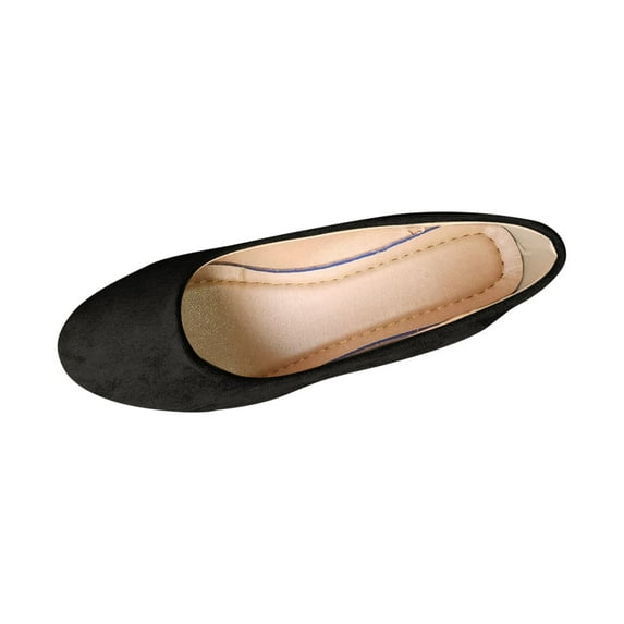 Black Women Comfortable Slip-On Shoes Non-Slip Lightweight Casual Toe Flock Upper Summer