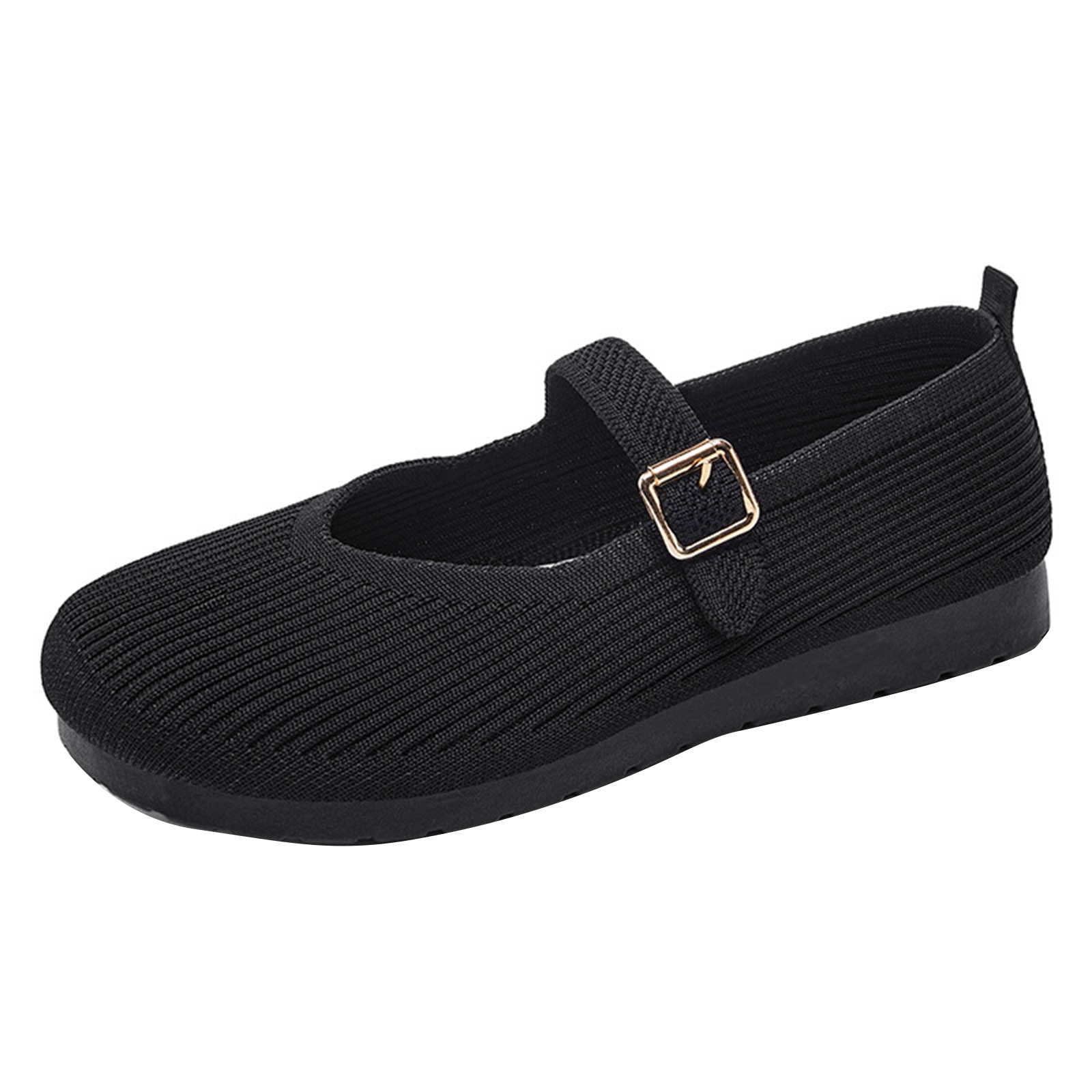 Black Women Comfortable Slip On Shoes With Breathable Upper And ...