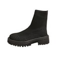 thumbnail image 1 of Black Women Elastic Boots With Fly Knit Platform Chunky Heel Black For Fall Winter Fashion, 1 of 9