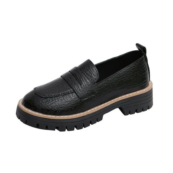 Black Women Everyday Loafers With Solid Color And Thick Sole Offering Support And Fashion For Casual Use