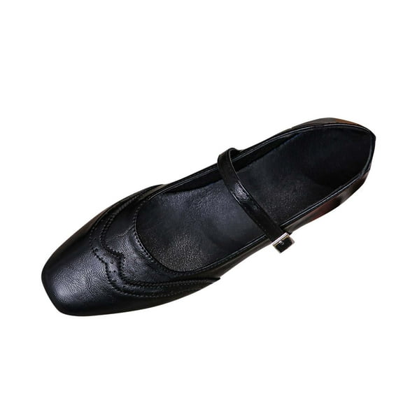 Black Women Fashion Mary Shoes With Square Toe And Low Heel For Comfortable Use In Outdoor Indoor