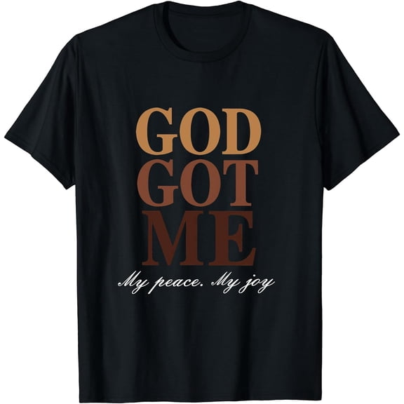 Black Women God Got Me T-Shirt with Letter Print
