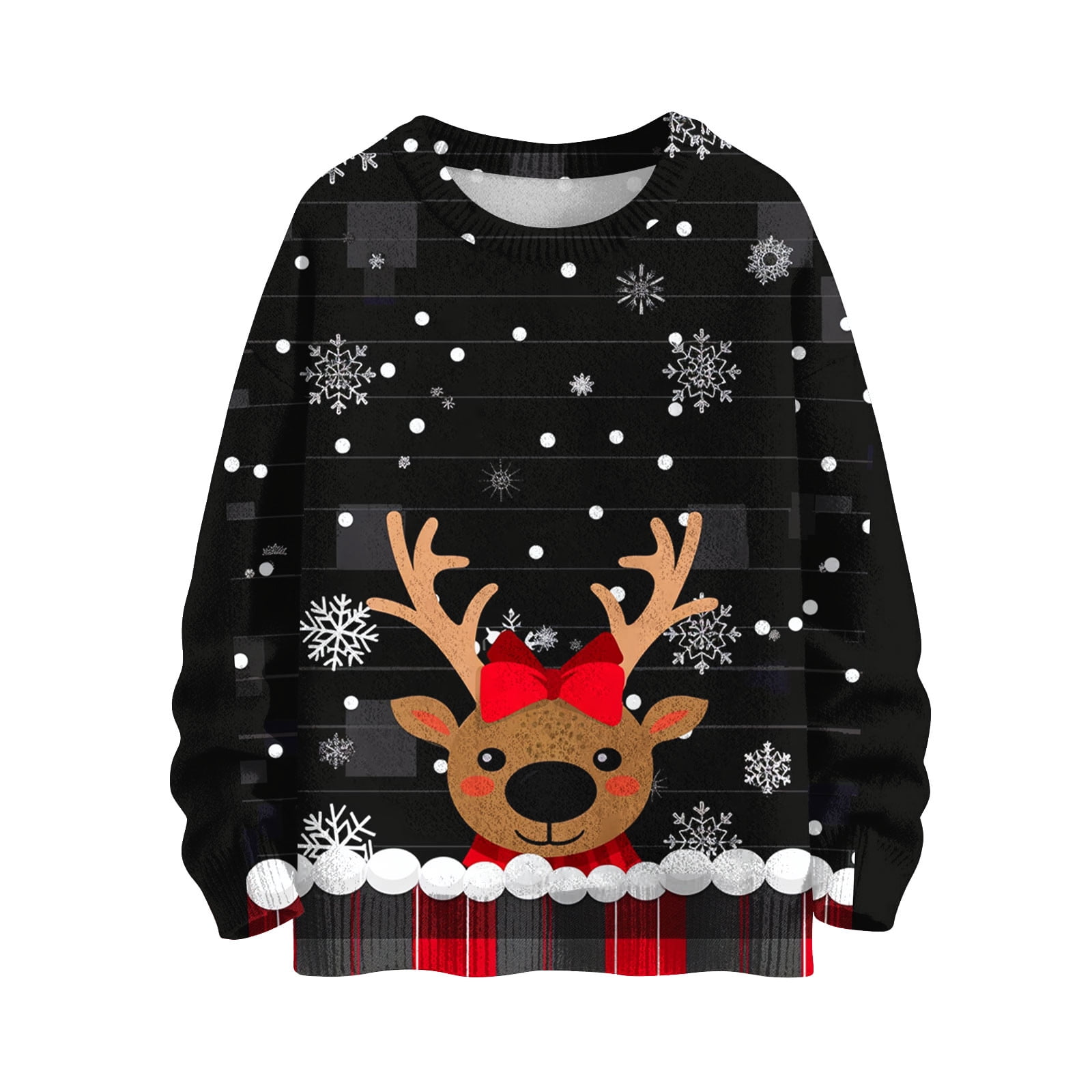 Black Women Happy Festival Christmas Casual Tops Long Sleeve Blouses ...