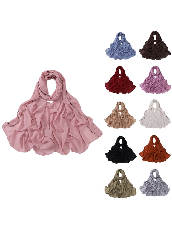 Black Women Hijab Undercap Chiffon Viscose Scarf Lightweight Muslim Hijabs Long Shawl Islamic Scarves Turkey Silk Headscarf for Womens One Size