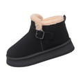 thumbnail image 1 of Black Women Large Size Round Toe Fall Winter Snow Boots With Thick Heel And Thick Sole For Warmth And Comfortable Wear, 1 of 9