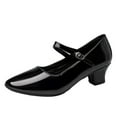 thumbnail image 1 of Black Women Latin Dance Practice Shoes Adult Non Slip Mid Heel Ballet Style Exercise Shoes, 1 of 9