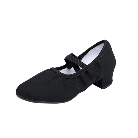 Black Women Latin Dance Shoes With Rubber Soles For Adult Practice Plus Size With Mid Heel For Fall And Winter Style Shoes Great For Leisure Activities