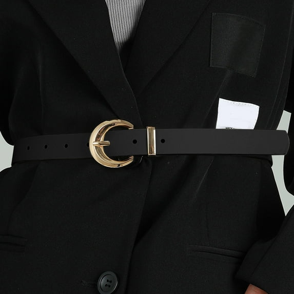 Black Women Leather Waist Belt For Ladies Jeans Pants