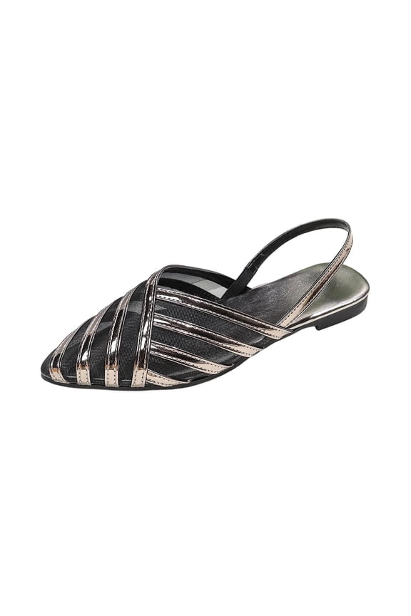 Black Women Mesh Sandals Pointed Toe Closed Toe Casual Shoes Lightweight Comfortable Indoor Outdoor Footwear Breathable With Low Heel Design For Daily Wear