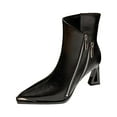 thumbnail image 1 of Black Women Metal Pointed French Slim Heel Hollow Short Boots Casual Outdoor Shoes With High Heel And Elegant Design, 1 of 6