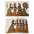 thumbnail image 1 of Black Women Placemats Set of 6, Boho Retro Tribal Southwestern Stripe Placemats for Dining Table, Place Mats for Kitchen Tabletop, Waterproof Wipeable Dining Table Mats Set, 1 of 9
