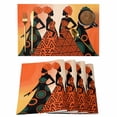 thumbnail image 1 of Black Women Placemats Set of 8, African Southwestern Boho Orange Yellow Placemats for Dining Table, Place Mats for Kitchen Tabletop, Waterproof Wipeable Dining Table Mats Set, 1 of 9